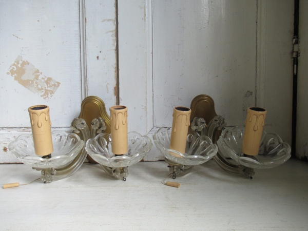 2 oude Franse wandkroonluchters - Afbeelding 2