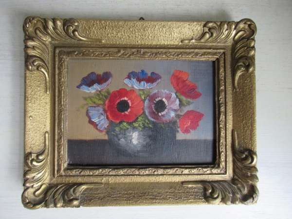 prachtig antiek Frans bloemen schilderijtje - Afbeelding 3