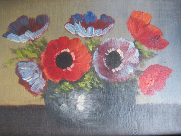 prachtig antiek Frans bloemen schilderijtje - Afbeelding 4