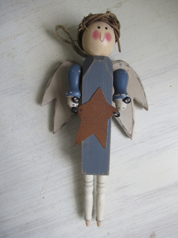 houten engel, blauw - Afbeelding 2