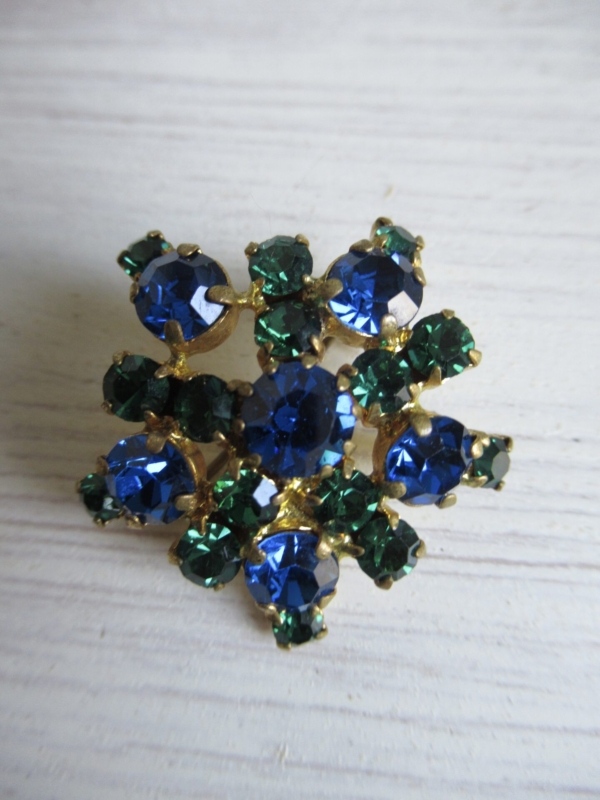 oude broche, blauw/groen - Afbeelding 2