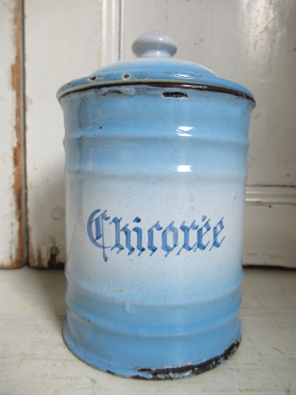 oud emaille voorraadblik, Chicorée - Afbeelding 2