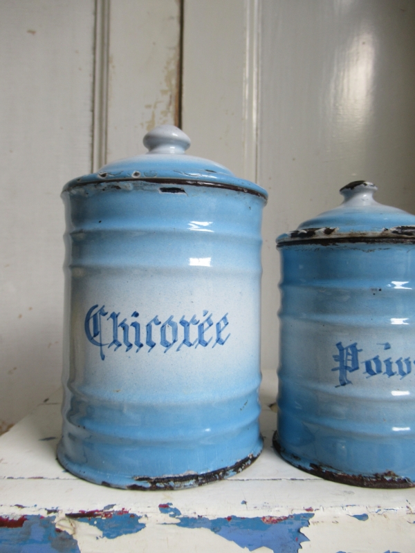 oud emaille voorraadblik, Chicorée