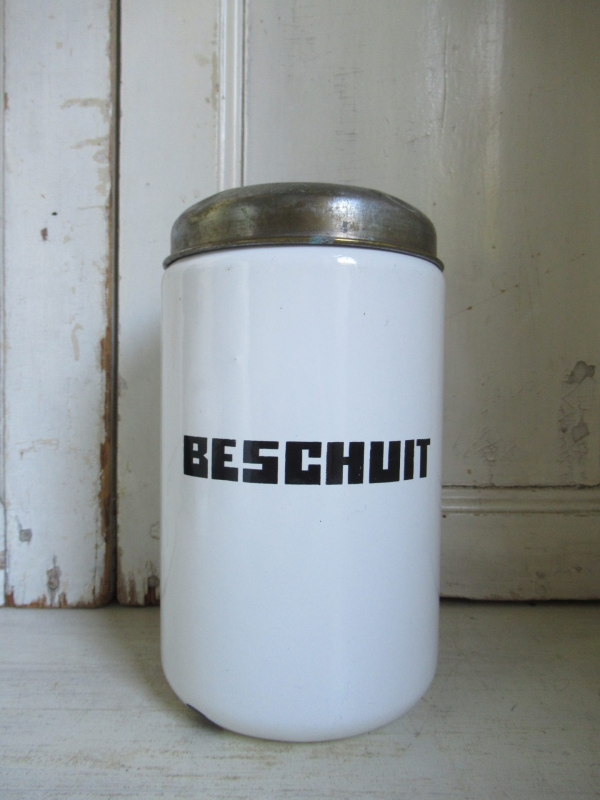 oud emaille beschuit blik - Afbeelding 2