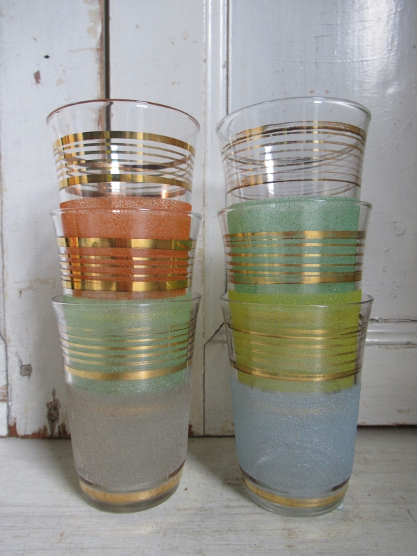 6 oude Franse limonadeglazen, gesuikerd - Afbeelding 4