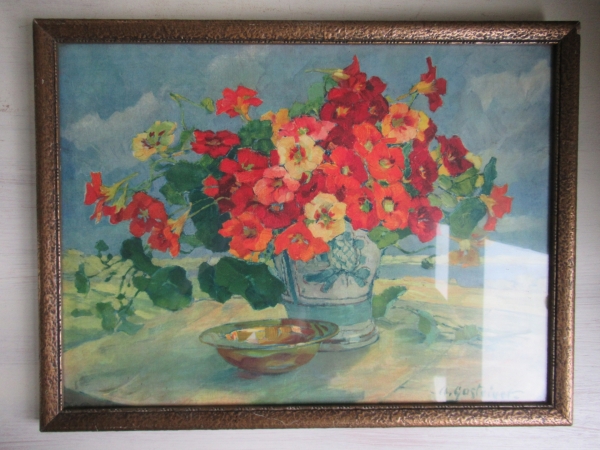 oude bloemenprent in lijst - Afbeelding 2