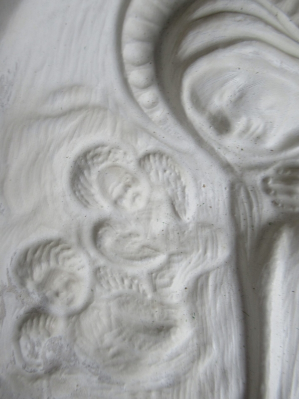 oud gipsen ornament met afbeelding van Maria met kind - Afbeelding 3