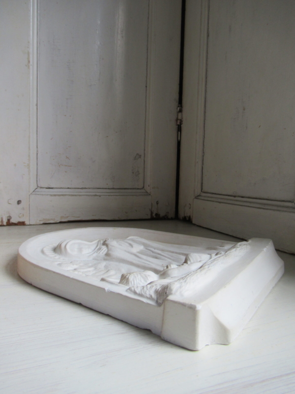 oud gipsen ornament met afbeelding van Maria met kind - Afbeelding 4